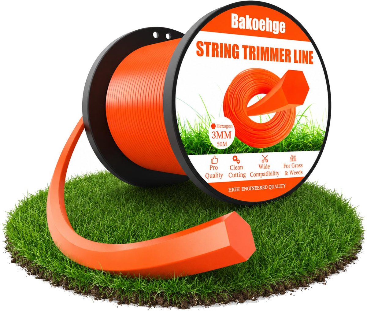 Grastrimmerdraad 3,0 mm x 50 m - 6-kant maaidraad - versterkt - perfect voor jouw grastrimmer - ShopVlot