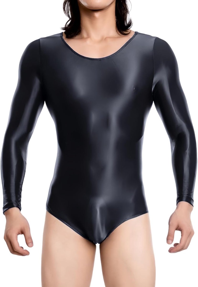 Bodysuit voor heren - lange mouwen - glanzend - perfect voor feestjes - ShopVlot