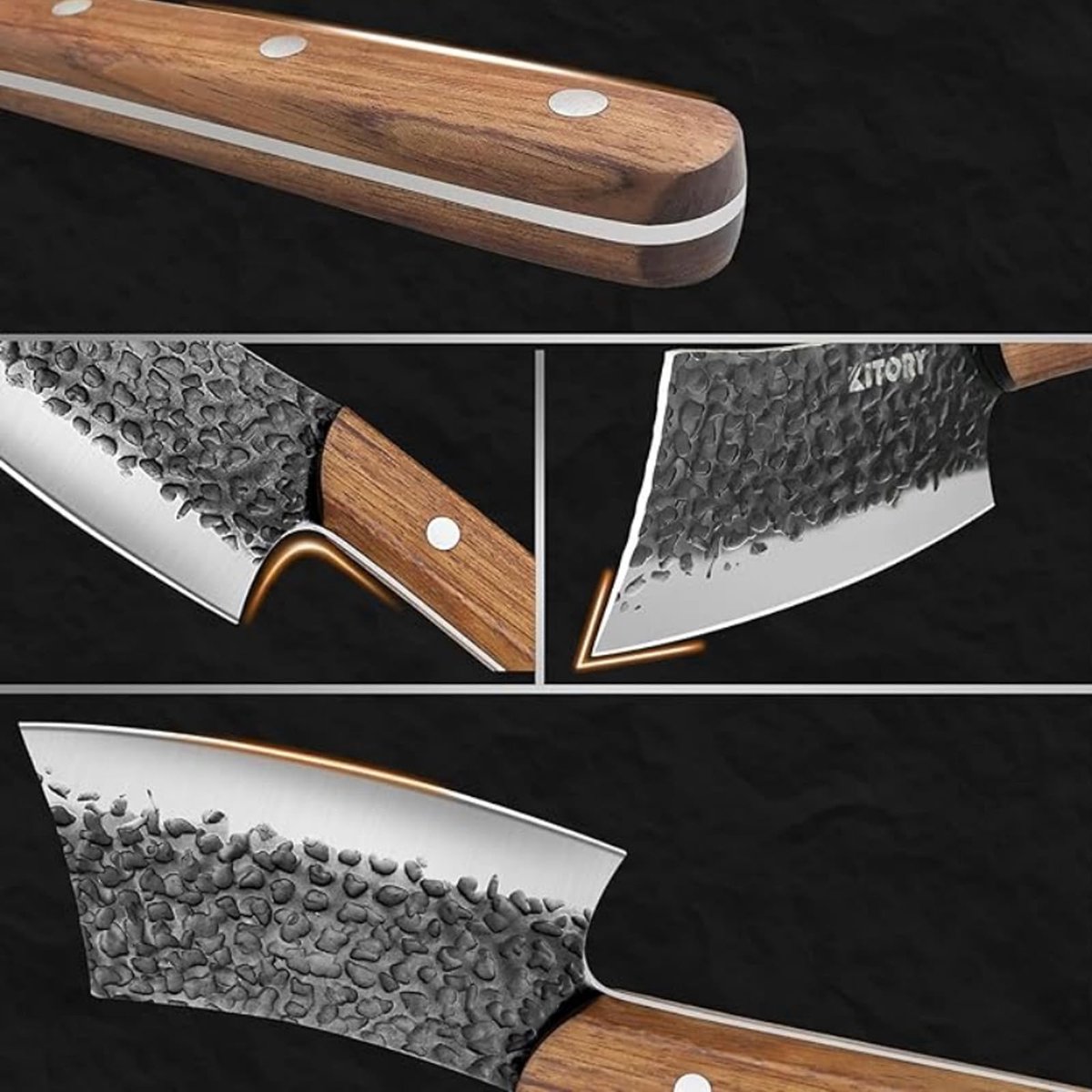 Mini hakmes 12 cm - 7CR17MOV roestvrij staal - ergonomisch houten handvat - ideaal voor vlees en groenten - ShopVlot