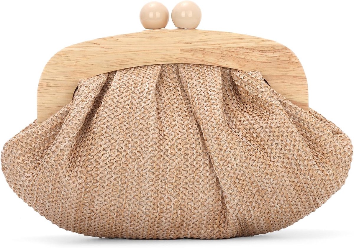 Clutch tas dames - elegant gehaakte avondtas - handgemaakt van stro - perfect voor bruiloften en feesten - ShopVlot
