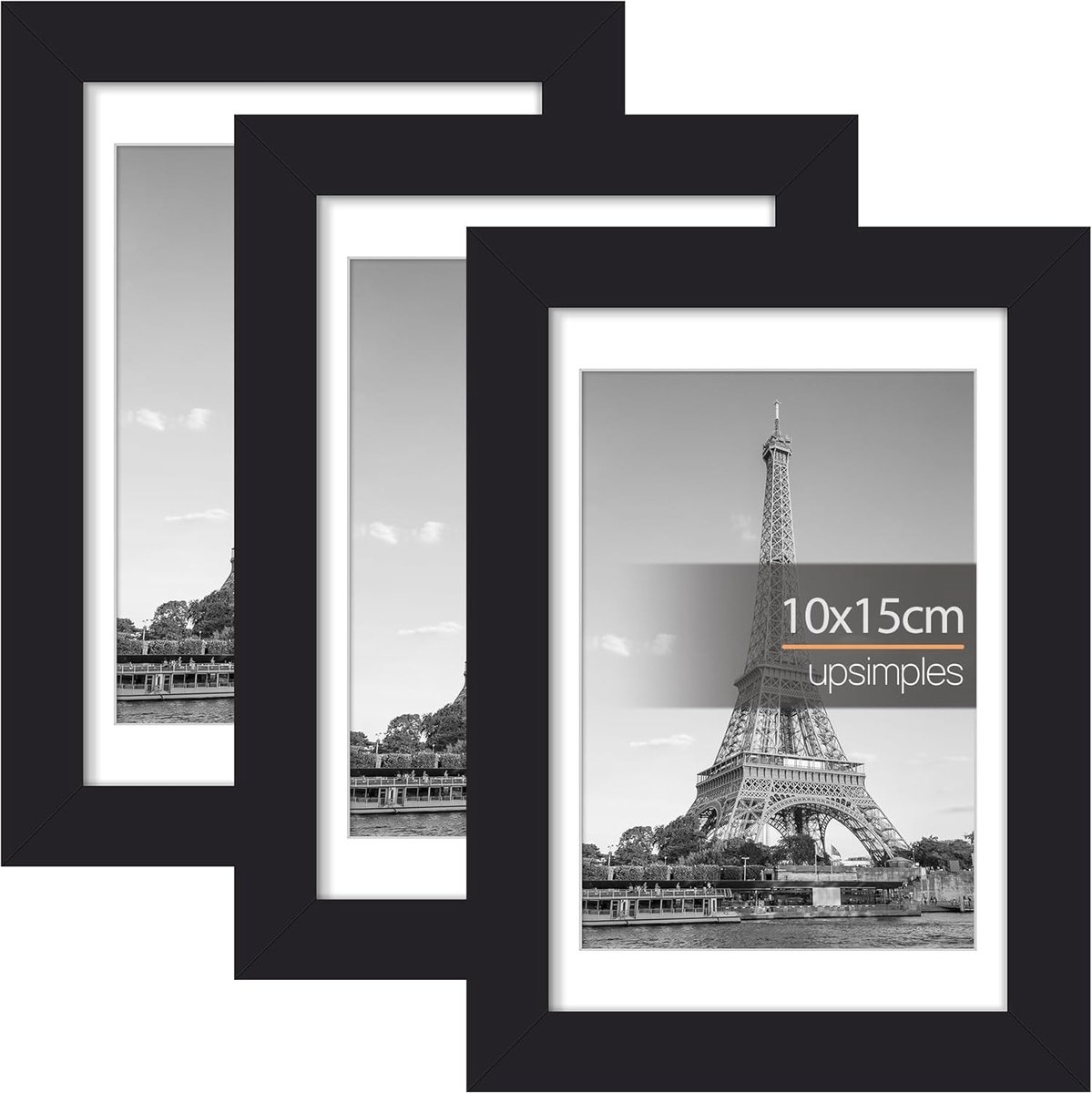 Fotolijsten set van 6 - 10 x 15 cm - lichte zwarte lijst - ideaal voor foto's en posters - ShopVlot