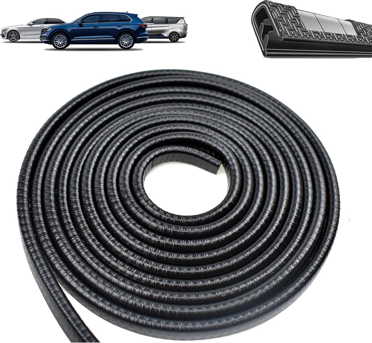 Edge protection auto deuren 10 m - U-vormig rubber - zwart - bescherming tegen deuken - ShopVlot