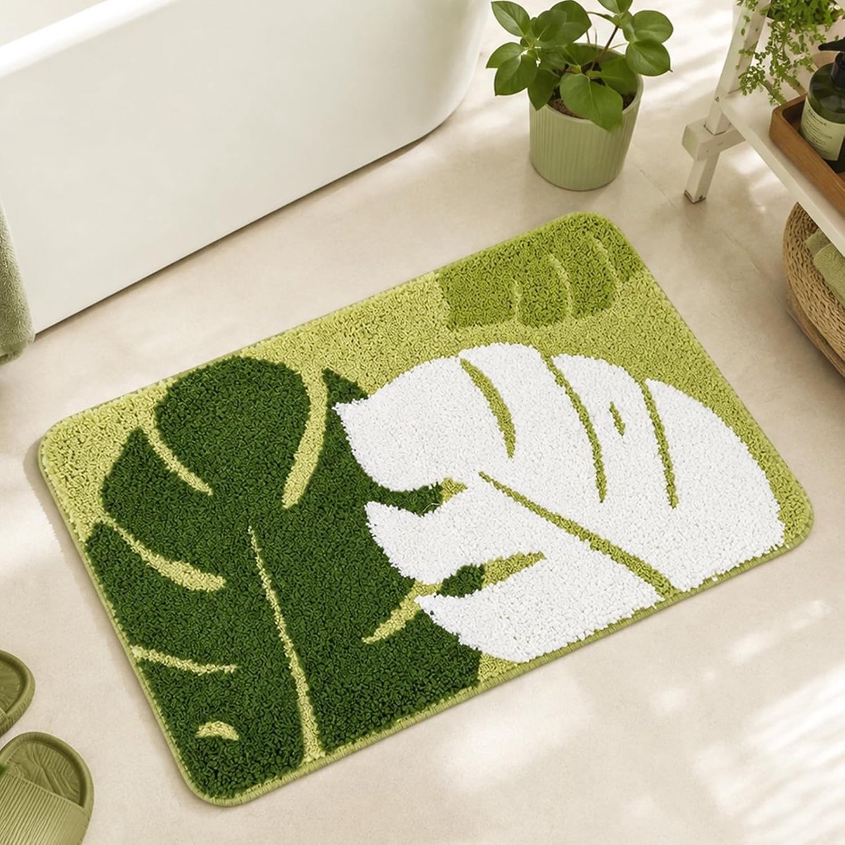 Badmat Bladvorm 50x80cm - Zacht Microfiber - Absorberend en Antislip - Perfect voor Badkamer - ShopVlot