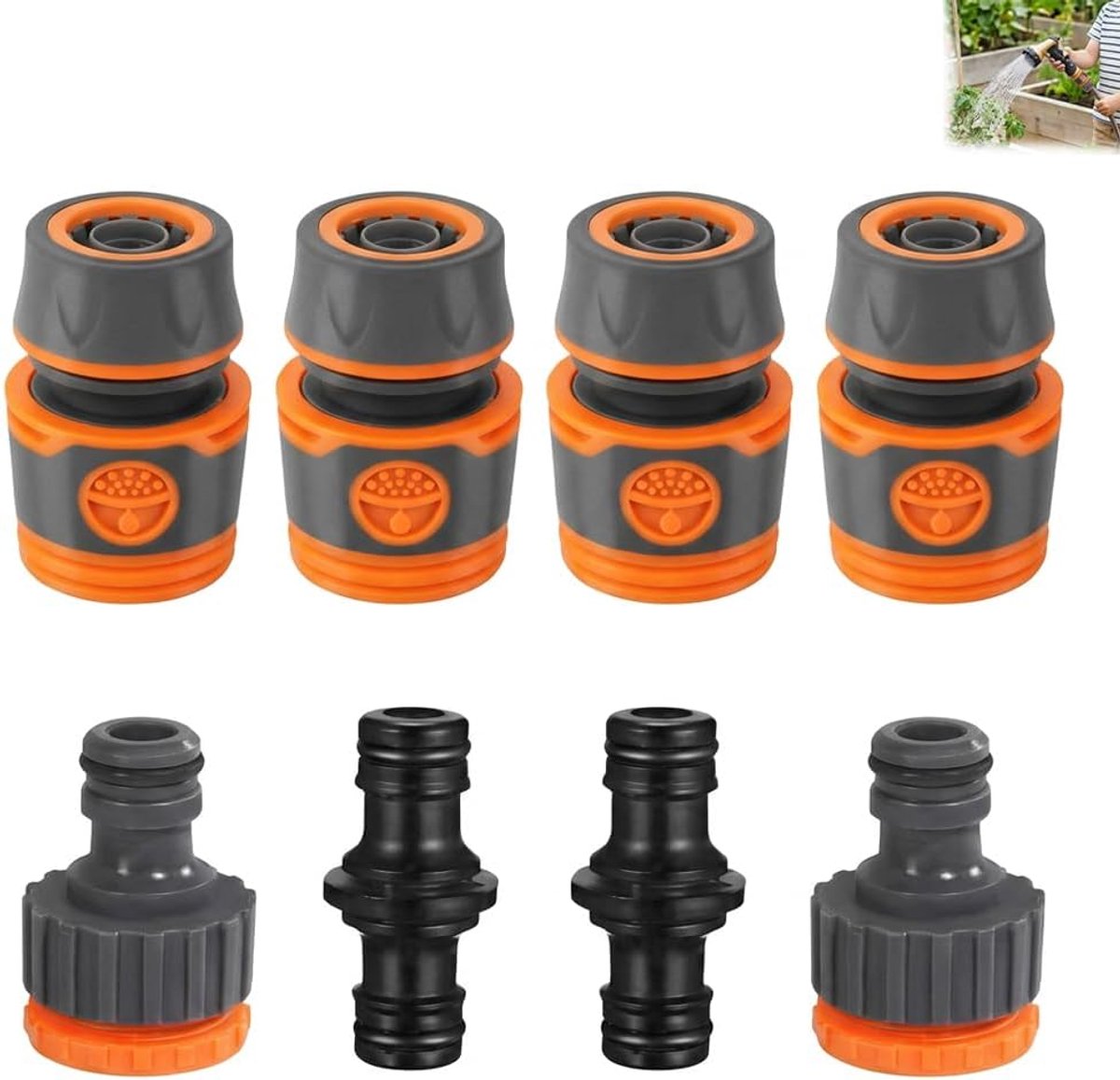 Hose connectors 3/4 inch - plastic - 8-delige set - ideaal voor tuinirrigatie - ShopVlot