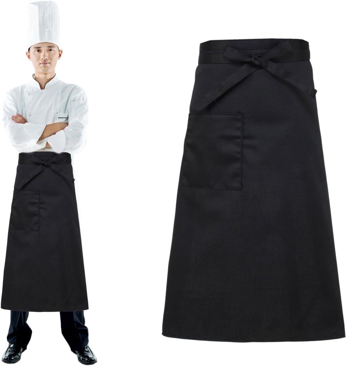Keln Schort - Korte Zwarte Schorten - Unisex met Pocket - Ideaal voor Gastronomie en Bakkerij - ShopVlot