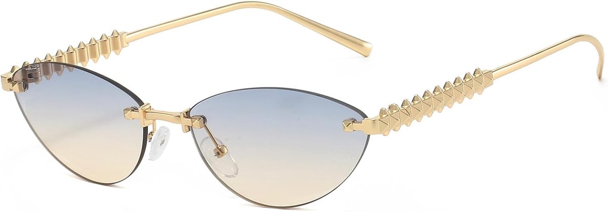 Retro ovale zonnebril voor dames - rimless cat eye - UV-bescherming - trendy accessoire - ShopVlot