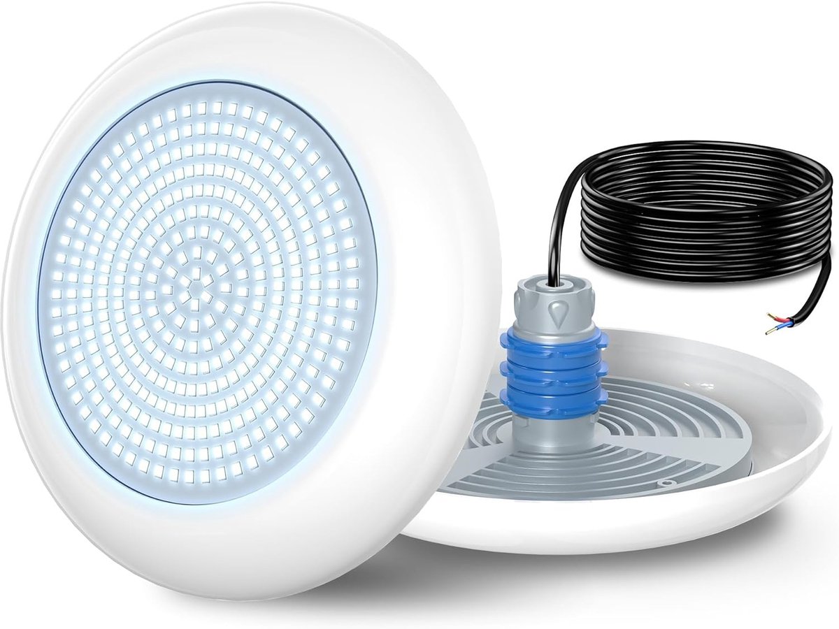 LED Swimming Pool Lights with 1.5" Thread, 18W Spot Underwater Lighting 6000K Cool White Non Dimmable, 1800lm, Ø242mm - ShopVlot