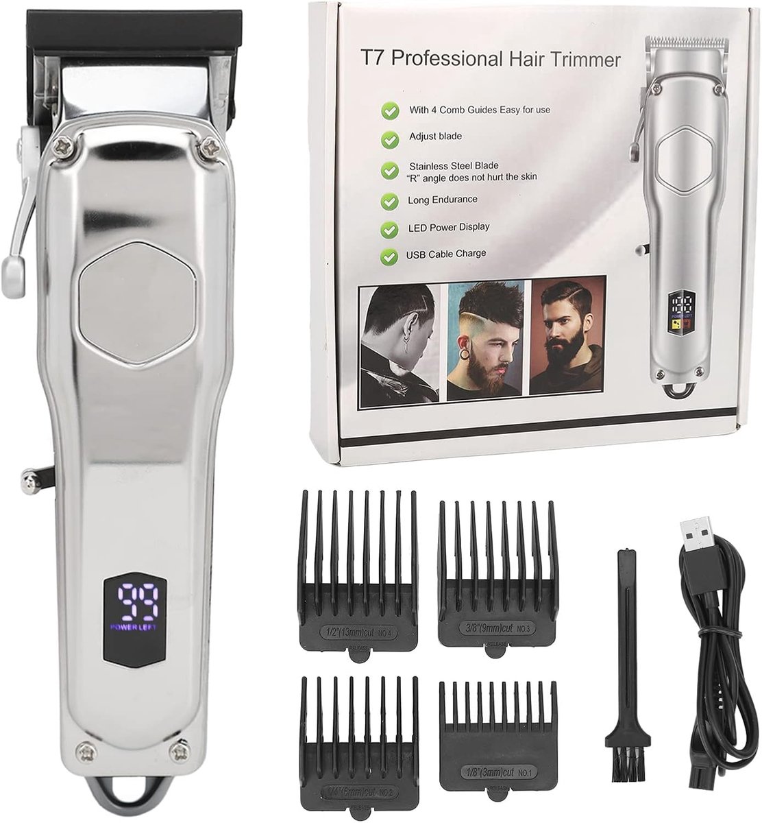 Professional Hair Clippers For Men, Low Noise Hair Clippers, Rechargeable Trimmer With Digital Display For - ShopVlot