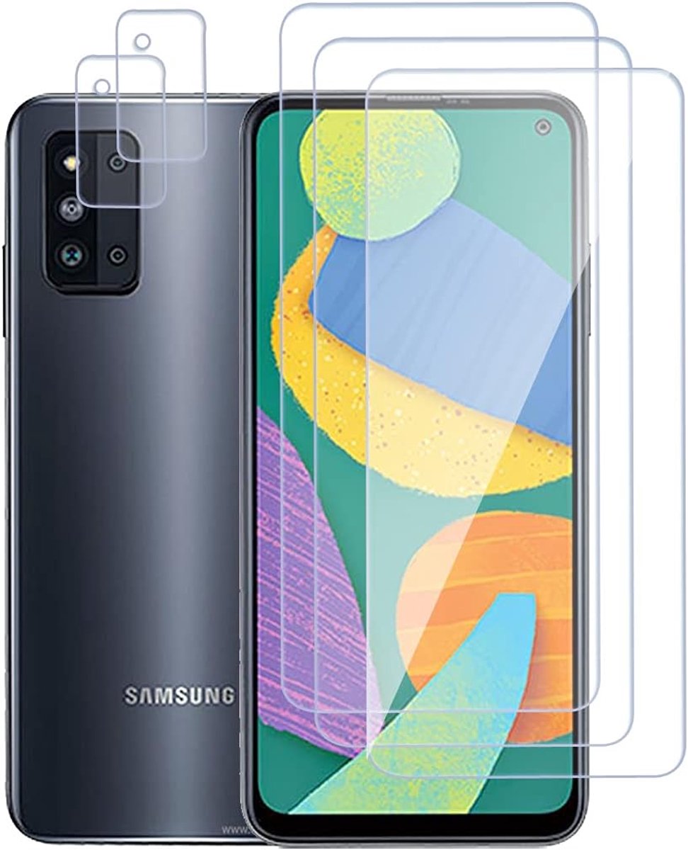 Gehard glas voor Galaxy F52 displaybeschermfolie (3) + lensbescherming (2) anti-kras HD transparante - ShopVlot