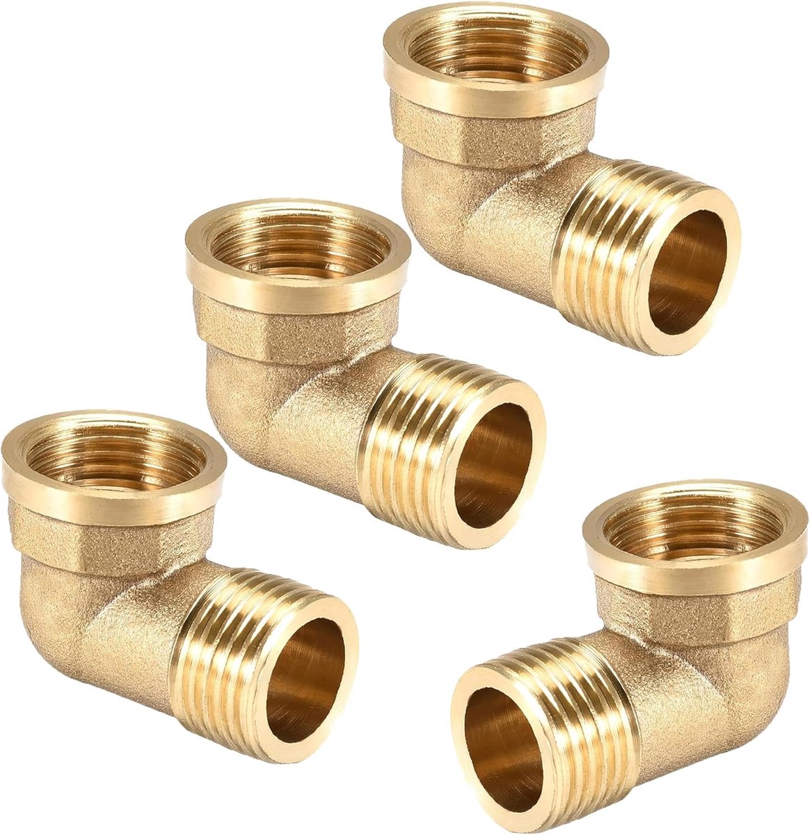 4pcs Brass Angle 90° G1/2 Inch IG/AG, DN15, Brass Angle 90° G1/2 inch, Arc 90 Degree IG/AG, 90 Degree Threaded - ShopVlot