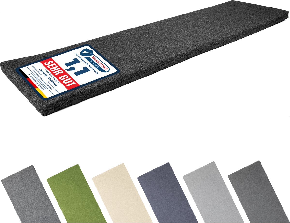 Garronda Bankkussen 150x40 cm – 4 cm dik – Waterafstotend & UV-bestendig – Zwart GD-AM-Dino
