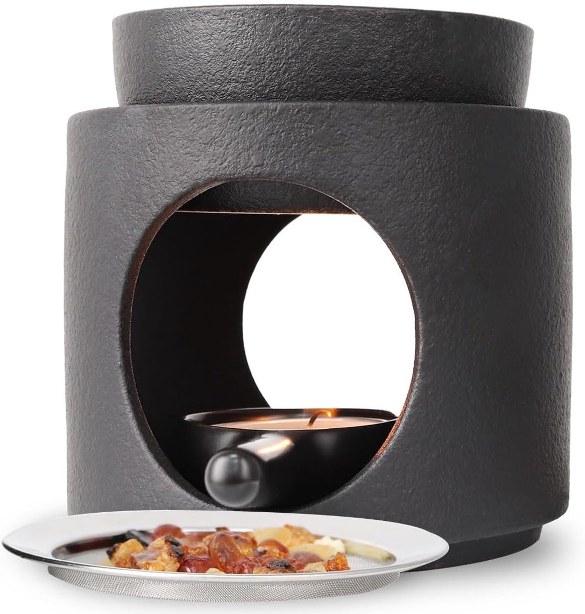 Incense Burner Fragrance Lamp 2 in 1 with Strainer and Bowl for Aromatherapy and Decoration (Black) - ShopVlot