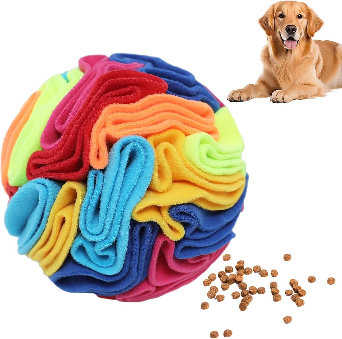 Snuffelbal voor honden 10 cm – Kleurige snackbal – Bijtbestendig speelgoed – Stimuleert intelligentie – SnelShoppen