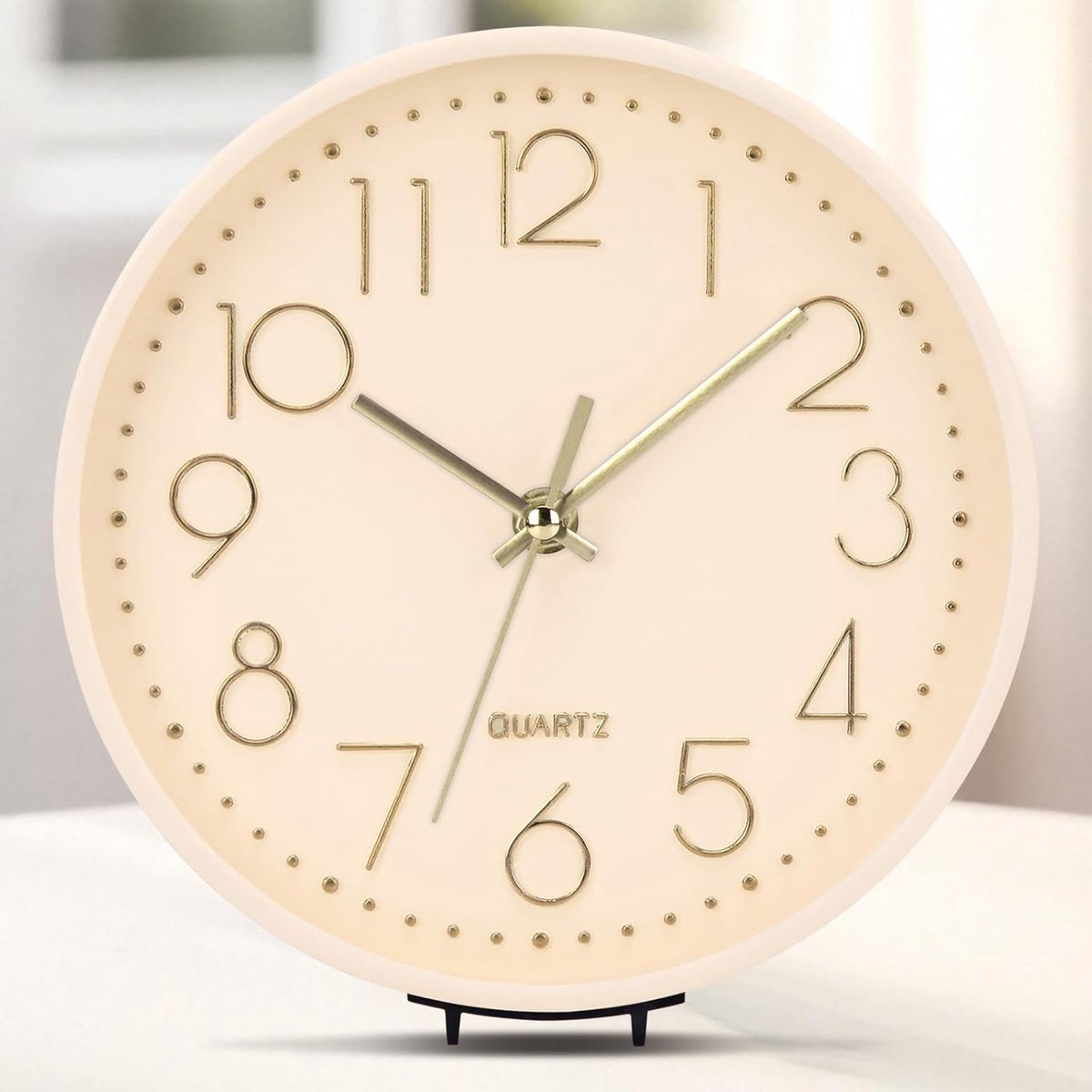 Wandklok groot - Beige 20cm - Stille klok - Flexibel gebruik voor keuken en kantoor - SnelShoppen
