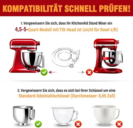 Spritzschutz vervangende spraykap - heldere spatscherm - voor Kitchen Aid 4.5-5 QT - voorkomt spetters - SnelShoppen — afbeelding 3