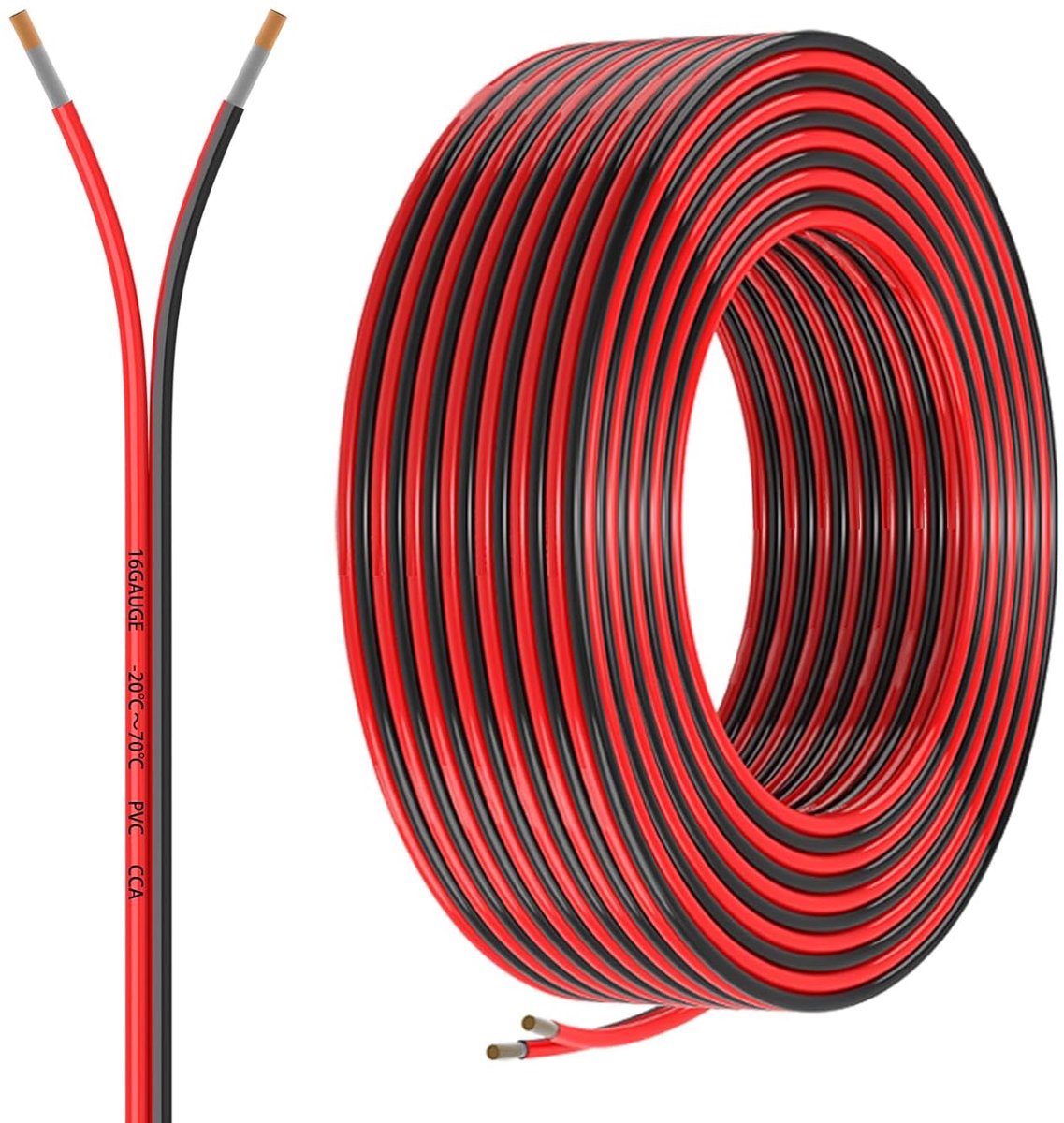 Elektrische draad 16 AWG 2 geleiders - flexibel PVC - lage spanning - ideaal voor auto luidsprekers - SnelShoppen