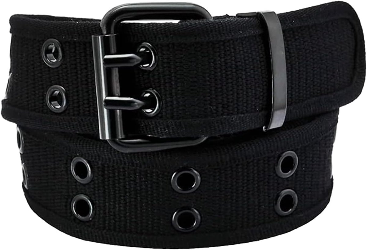 Riem voor mannen en vrouwen - verstelbaar met dubbele gaten - zwarte rivetriem - ideaal voor elke outfit - SnelShoppen
