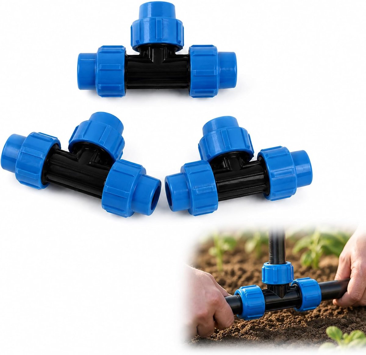 T PE pijpfitting 20mm - PP materiaal - Clamp verbinding - Geschikt voor drinkwater - SnelShoppen