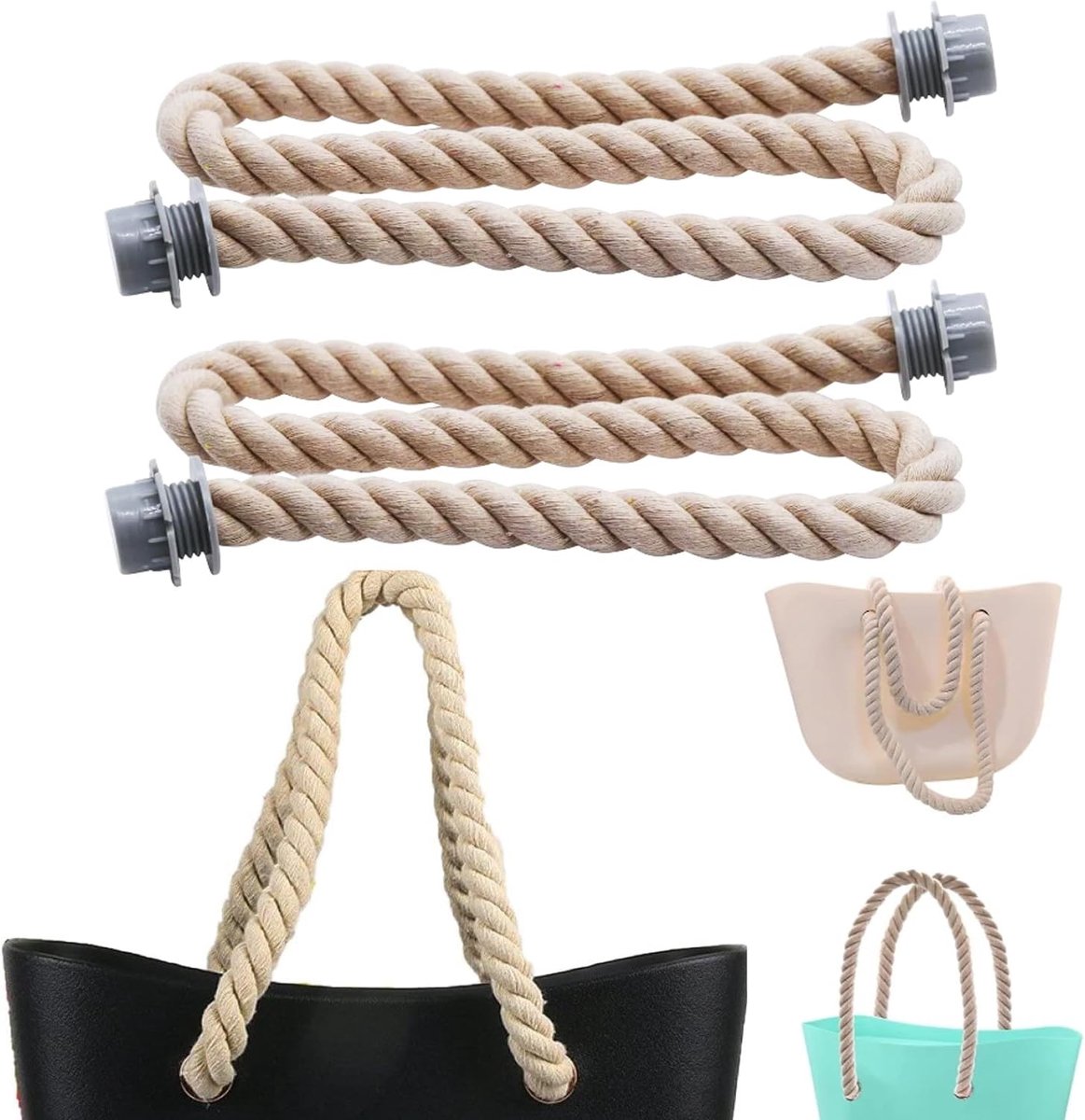 Mini Handgreep 65cm - Beige Touw - Duurzaam en Praktisch - Perfect voor Handtassen - SnelShoppen
