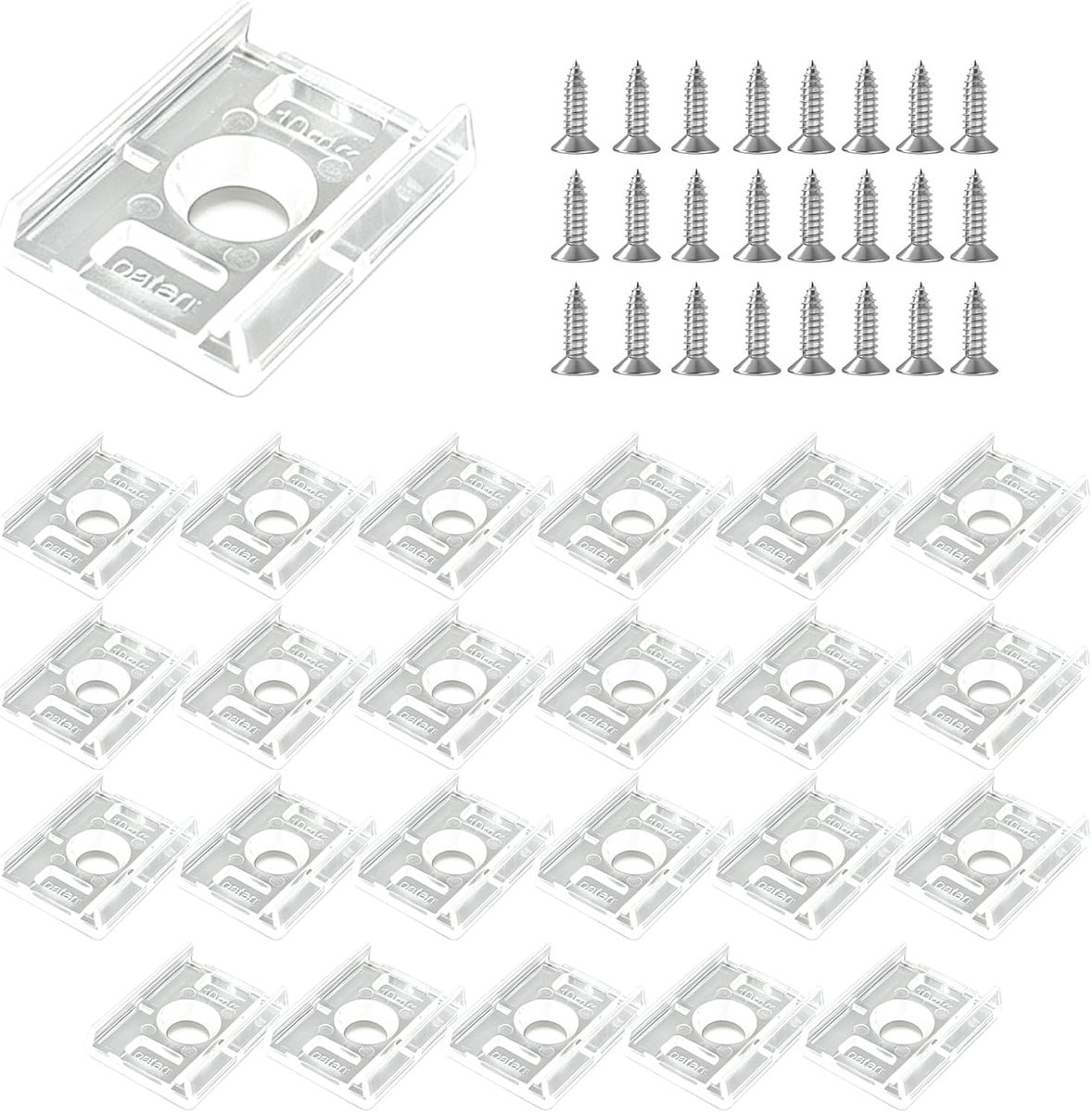 montageclips, pakket van 24 transparante clips met schroeven, accessoires voor 8/10/12 mm LED & COB lichtstrips, eenvoudige installatie voor flexibele binnenverlichting (voor 10 mm)