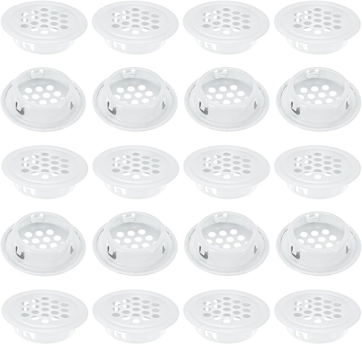 Set van 20 ronde ventilatieopeningen, 25 mm / 0,98 inch roestvrij staal ronde ventilatieopeningen gaas gatluik voor badkamer thuis/kantoor/keuken/kast/kledingkast [wit]