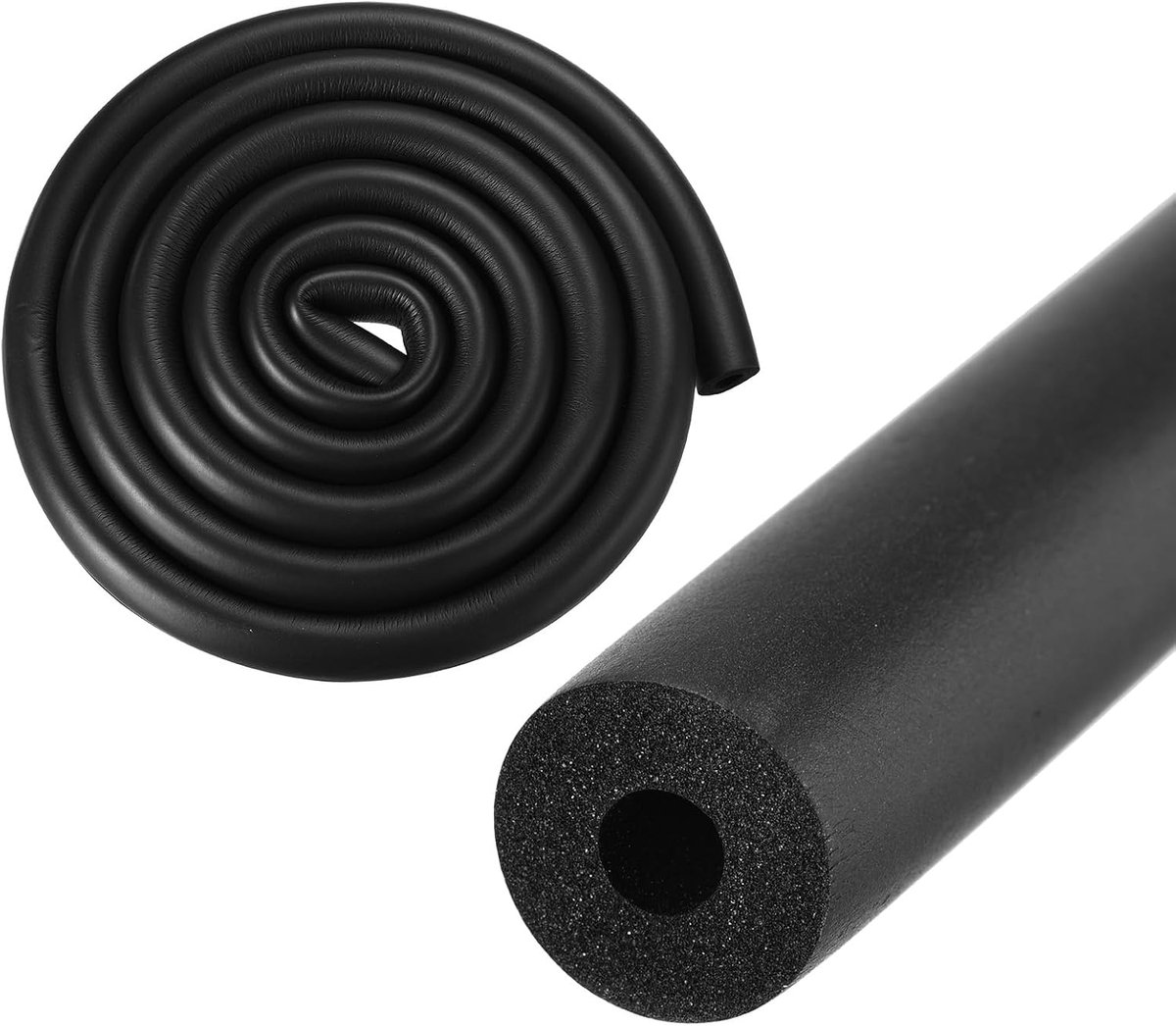 METERXITY Buis van het isolatieschuim van de buis, 6 mm 1/4 "ID 16 mm 5/8" OD 2 m lengte, zachte flexibele schuimbuis, schuimisolatie voor handvatsteun/gitaarstandaard/dakrekken [zwart]