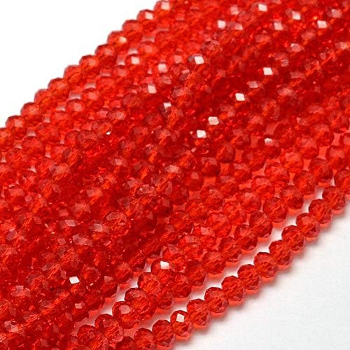 120 stuks Tsjechische Boheemse kristallen parels 4mm Tsjechische parels CZ geslepen glazen parels Facettierte ronde kegelvormige glazen kralen, 1 draad (rood)