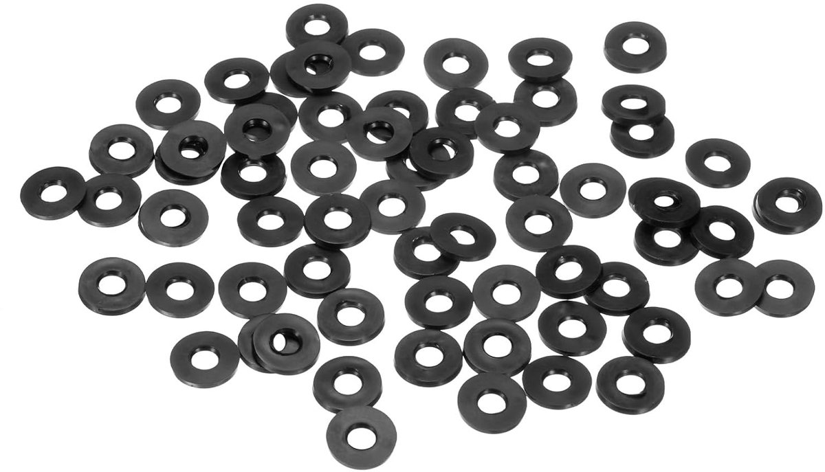 METERXITY Afdichtingsset, rubber, zwart, M6, platte sluitringen, rubber, 6 mm, ID, 13 mm, Od 1,6 mm dik, afdichtingen voor doucheslangen voor schroeven, kranen, tuinslangen van rubber, 120 stuks