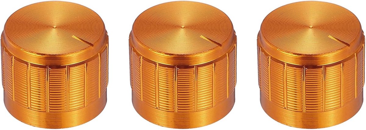 3 stuks potentiometer knop gekartelde as goud aluminium 6 mm asdiameter draaiknop 21 mm x 17 mm gitaar volumeregelaar knop