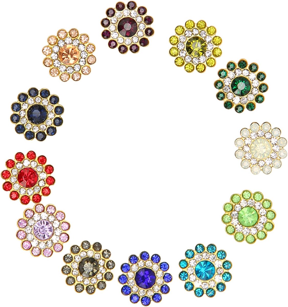 Knopen glazen kralen, bloemen om te naaien op versieringen, multifunctioneel, voor doe-het-zelf, kleding, jurk, decoratie, 0,6 inch