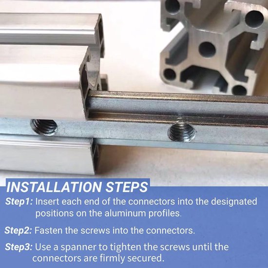 6 stuks verbindingsstukken aluminium profiel 30x30, aluminium profielconnector, 180 mm profielconnector voor 30X30 met M6 profielen schroeven voor constructieprofielen aluminium profiel 3030 — afbeelding 2