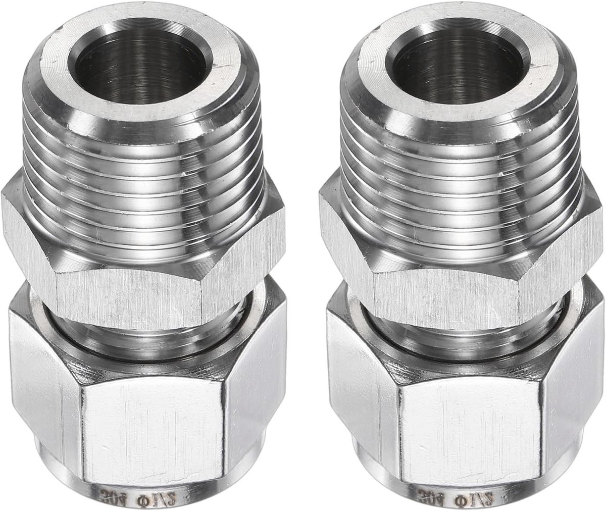 2 stuks schroefverbinding 1/2 inch buisbuitendiameter x 1/2 inch NPT schroefdraad mannelijk roestvrij staal rechte koppeling adapter schroefverbinding buisfitting connector voor olie gas