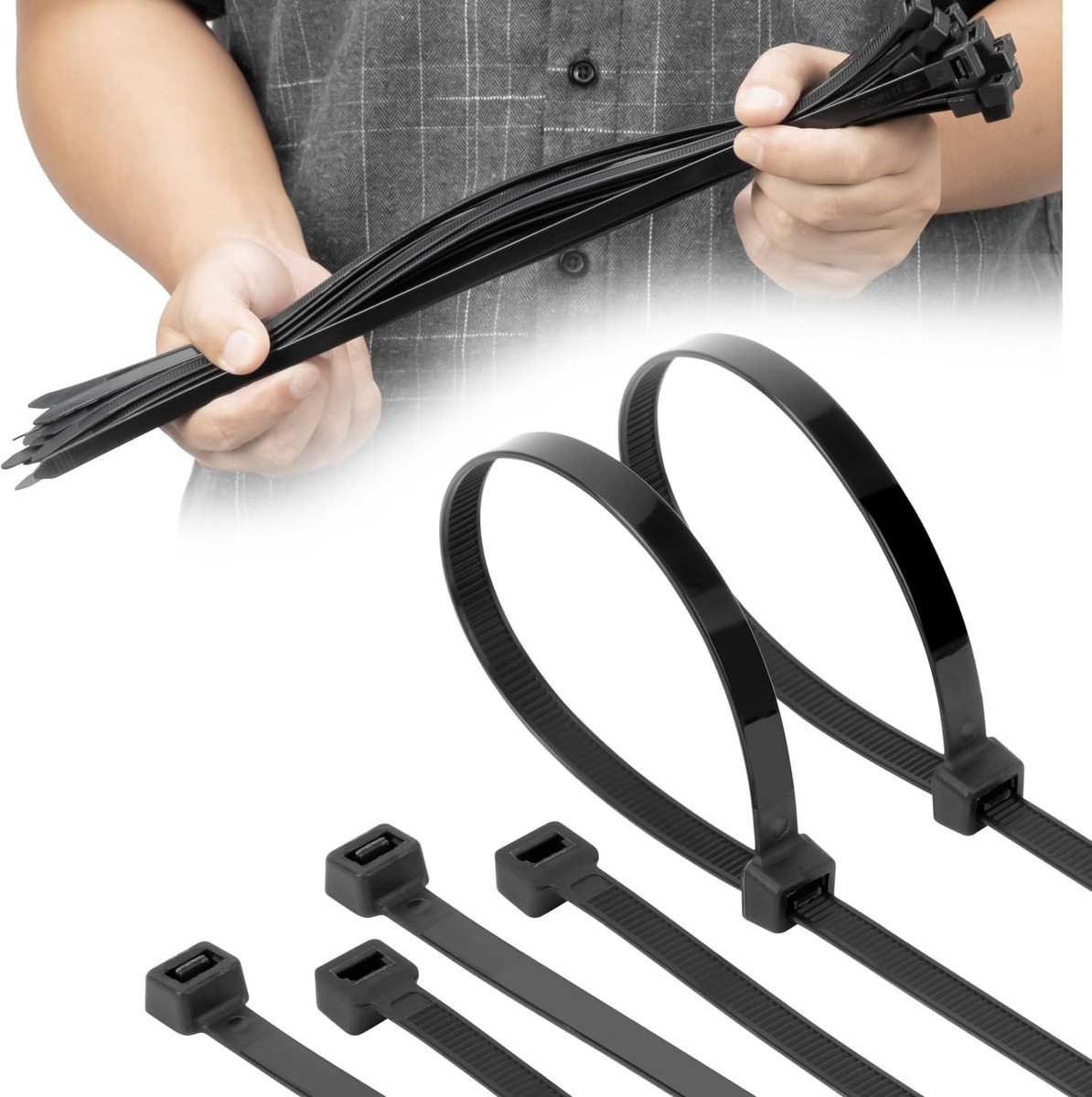 50 stuks Heavy Duty Nylon 9mmx450mm 165lbs kabelbinders - zwart/wit, duurzaam, UV-bestendig, binnen/buiten gebruik
