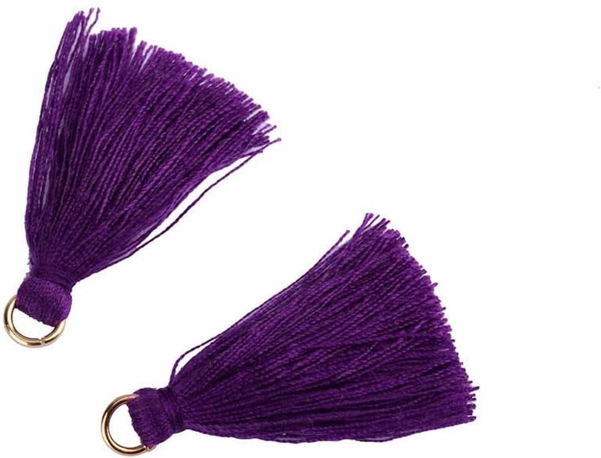 Kwastjes, 3 cm, kleine kwastjes, handgemaakte katoenen kwastjes, hangers voor doe-het-zelf handwerk, sieraden, souvenir accessoires, sleutelhanger, bladwijzer, armbanden, paars