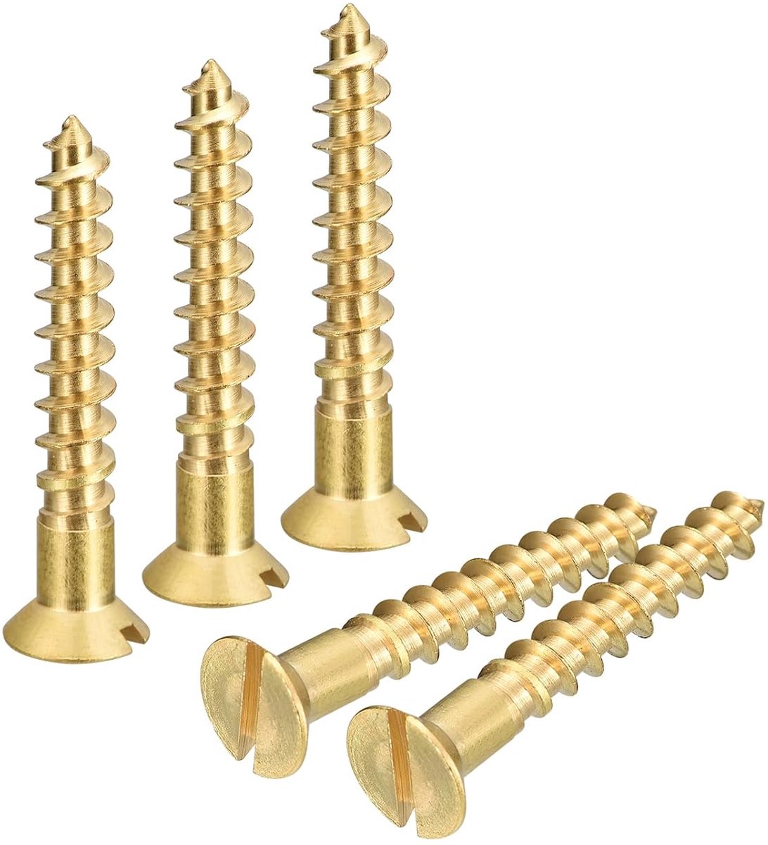 Houtschroeven, 10 stuks M6 x 40 mm sleufaandrijving verzonken kop zelftappende schroeven voor houtbewerking meubels