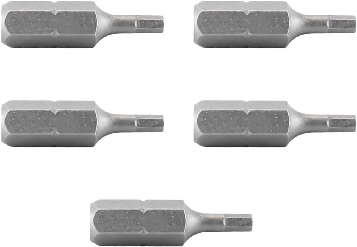 5 stuks H2.5 zeskantschroevendraaierbit 1/4" zeskantschacht 25 mm lengte magnetische zeskantschroevendraaierbit