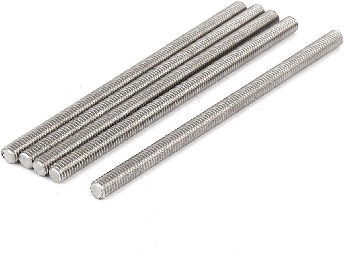 M6 x 110mm 304 Roestvrij Staal Volledig Schroefdraad Staaf Bar Studs Zilver Tone 5 Stks