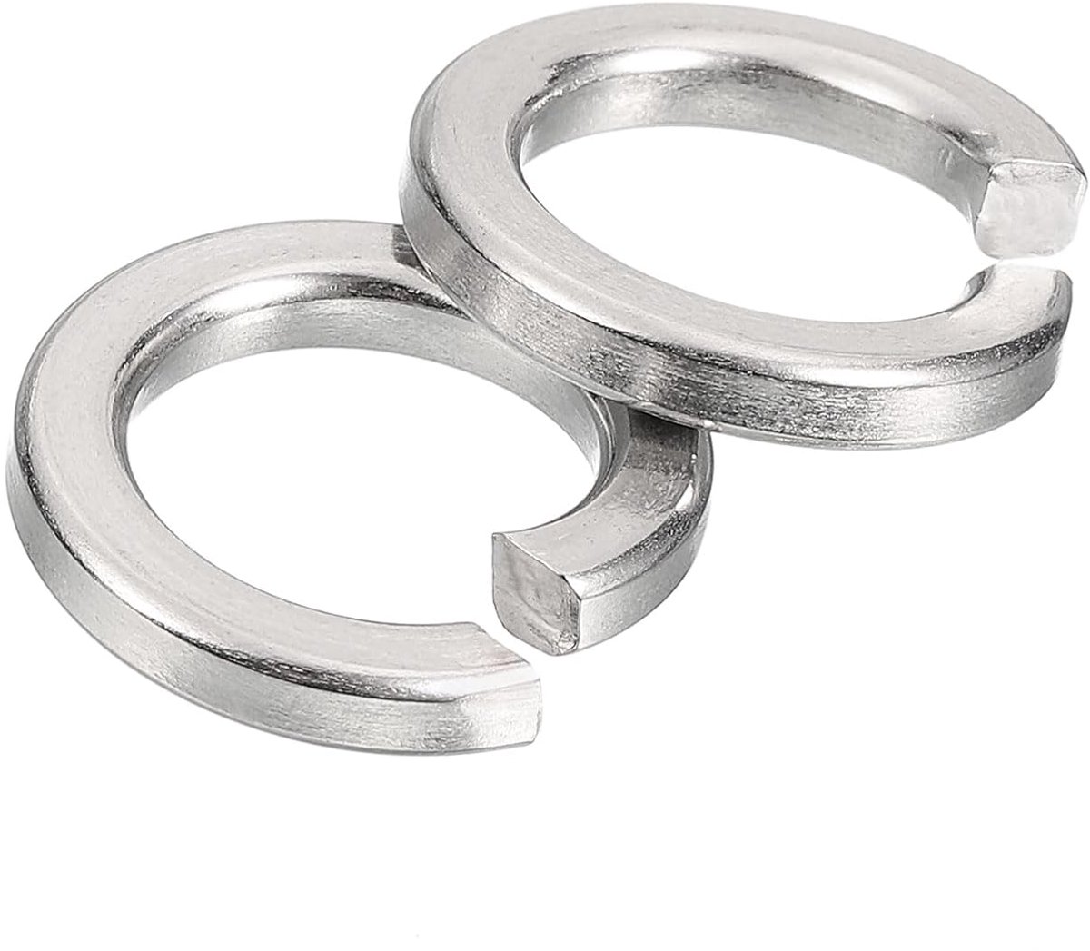 Borgringen met vering, M12 assortiment van gedeelde veiligheidsschijven van roestvrij staal 316 voor moerschroeven, zilver