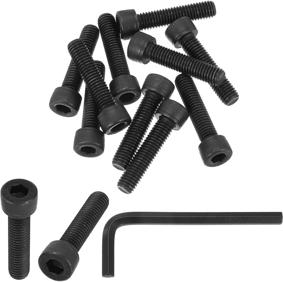 M8 x 35 mm zeskantschroeven met binnenzeskantkop, 10 stuks 12,9 graden koolstofstaal zeskantschroef zeskantige aandrijving machineschroeven met zeskantsleutels, zwart