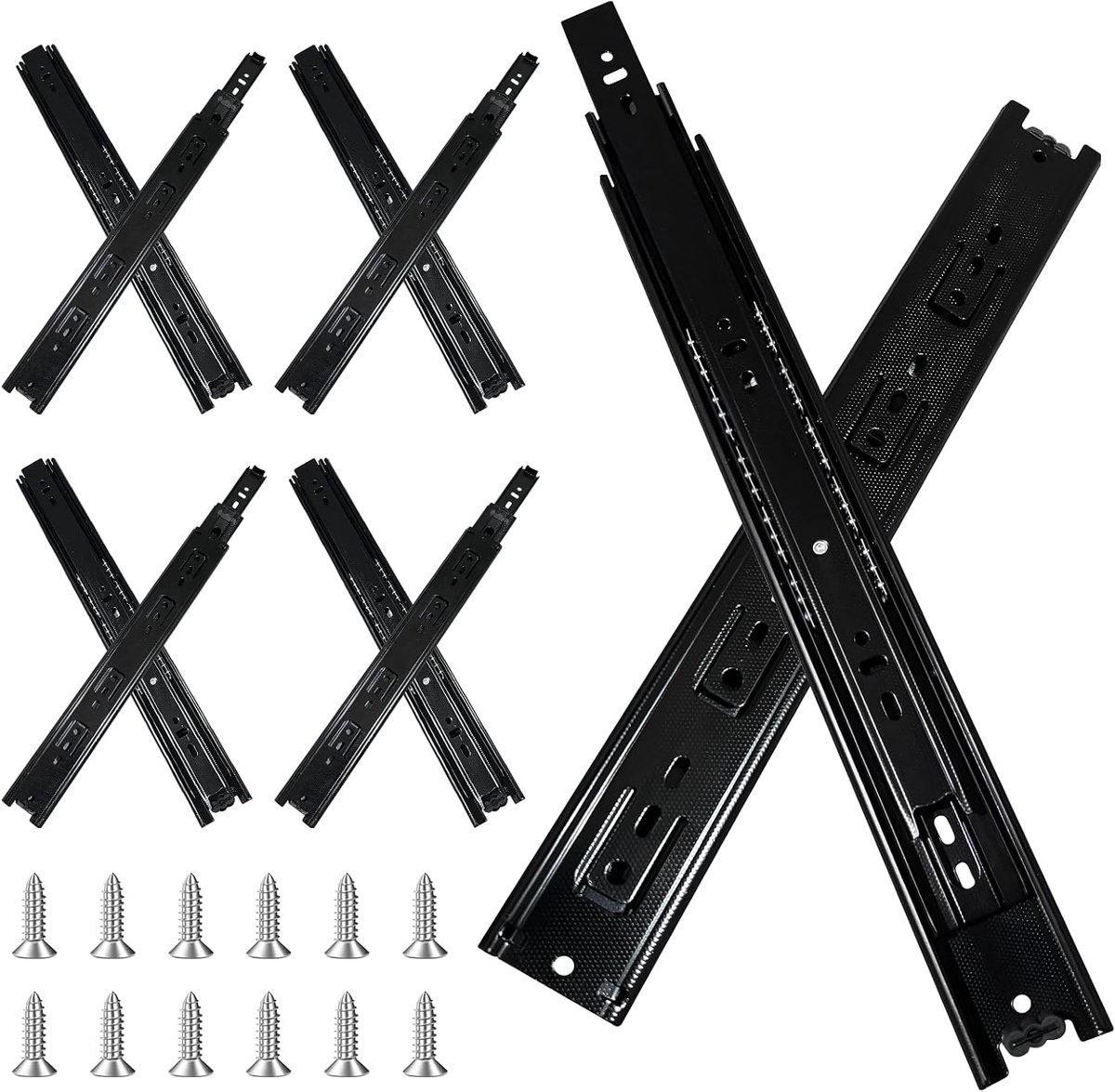 10 inch Lade Slides 4 Paren Kogellager Volledige Uitbreiding Kast Lade Slides 3-voudig, Zijmontage, 100LB Capaciteit Heavy Duty Lade Slide 10"