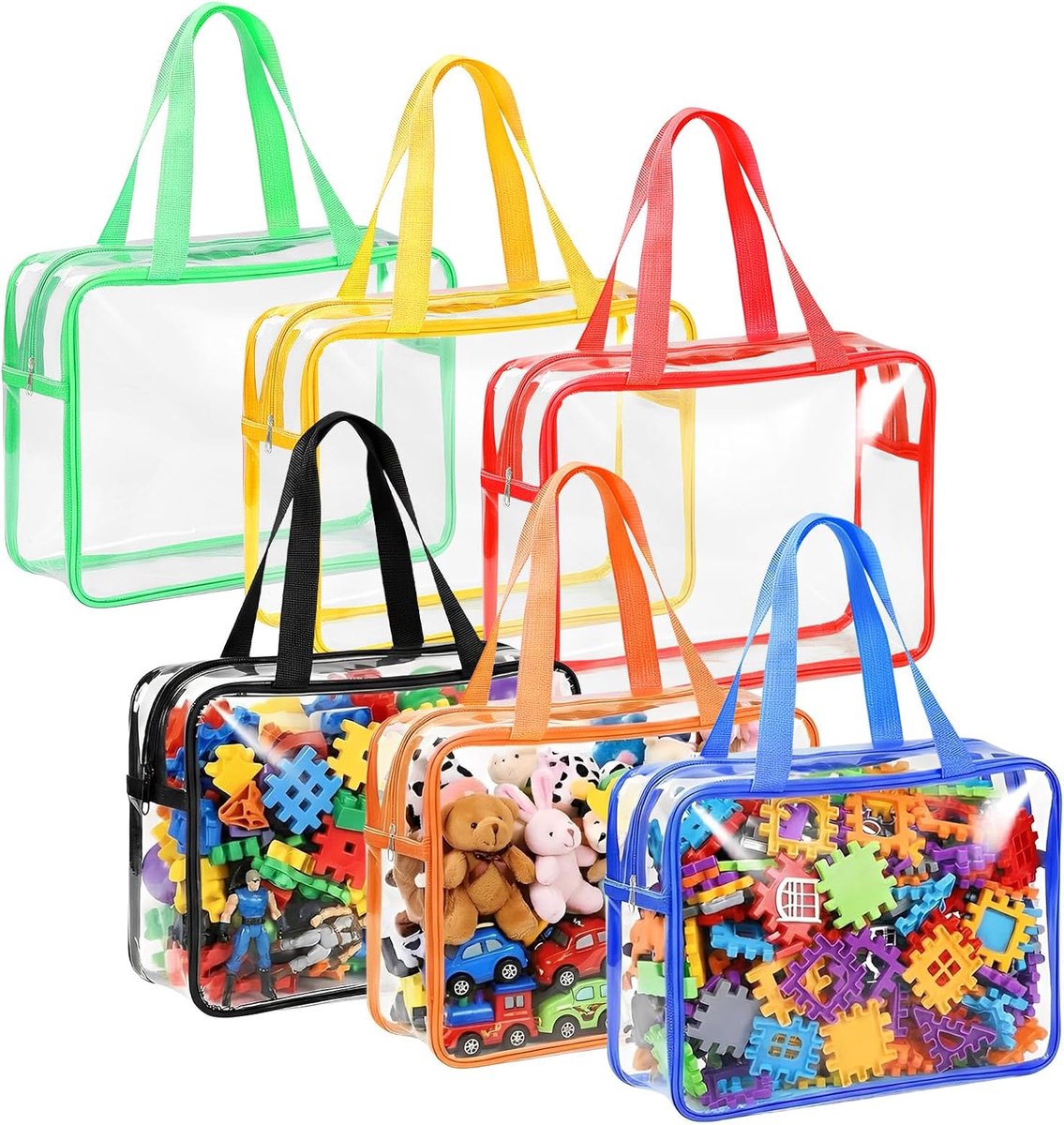 6 stuks opbergzakken voor speelgoed, organizer voor speelgoed, tassen van pvc voor speelgoed, kinderen, boeken (30 x 10 x 22 cm)