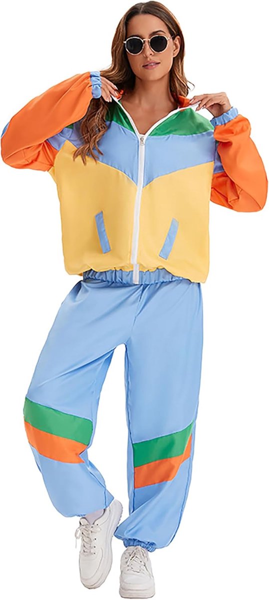 80 kostuum dames trainingspak disco jaren 80 90 retro pak jas broek pak stijl joggingpak voor carnaval