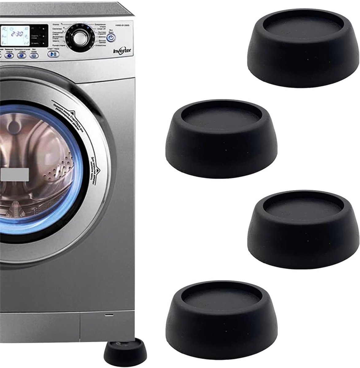 4 stuks trilvoeten voor wasmachine, voeten voor wasmachine, antislip universele rubberen voetjes voor wasmachines, geschikt voor de bescherming van wasmachines en verlengen de levensduur