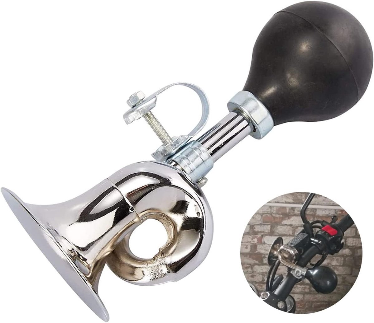 Fiets claxon retro metalen luchthoorn klassieke baltoeter luid en duurzaam luid geluid met verstelbare clip geschikt voor de meeste fietssturen