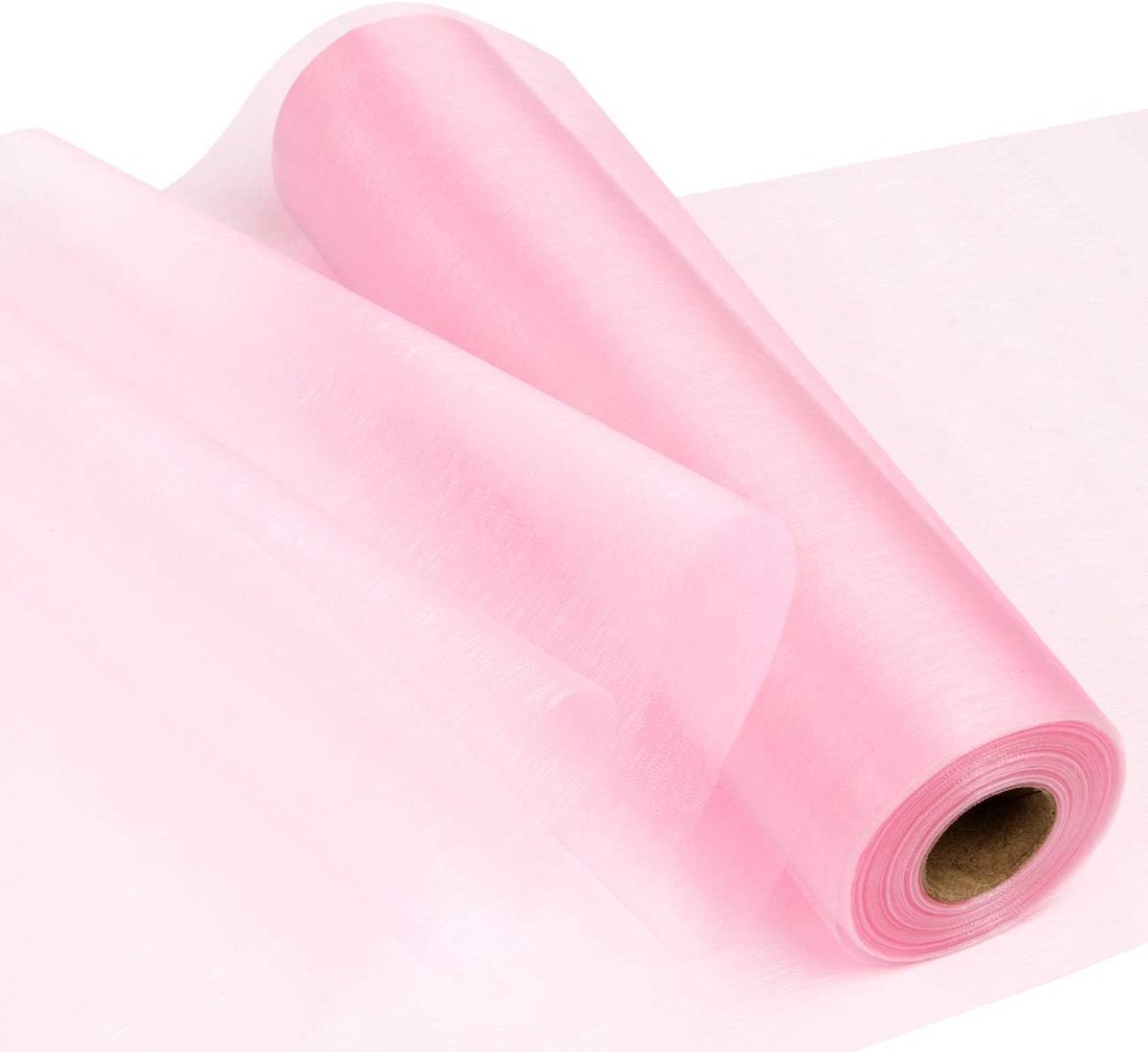 Organza, rol van 35 m x 29 cm, zachte tule stof, decoratieve doek voor bruiloft, tafeldecoratie, stoelstrikken, tafelloper, feestgeschenken, doe-het-zelf knutselen, roze