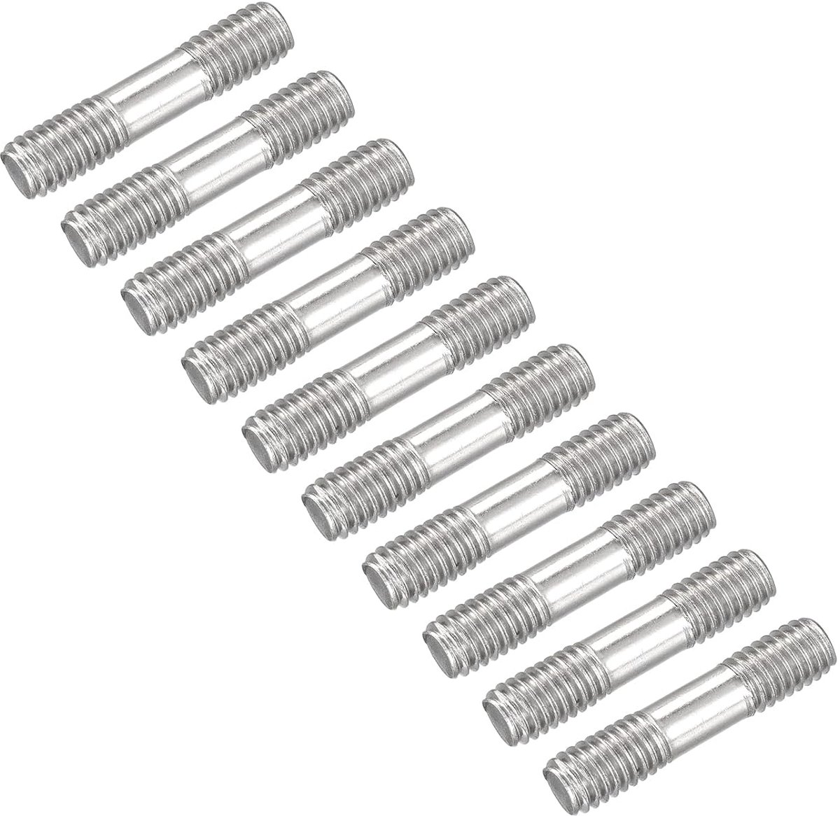 Dubbelzijdige boutenschroeven (M6-schroefdraad 30 mm lengte) 20 stuks, 304 roestvrijstalen dubbele schroefdraadbouten, voor huishoudelijk onderhoud