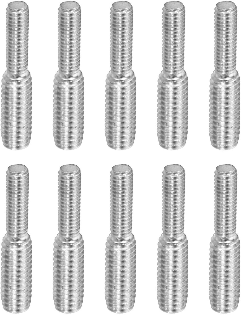 M3 x 0,5 tot M4 x 0,7 dubbele fijne schroefdraadbouten bouten, 10 verpakkingen 304 roestvrij staal staafbouten schroefdraad verloopstuk adapter voor meubels materiaal, 20 mm lang
