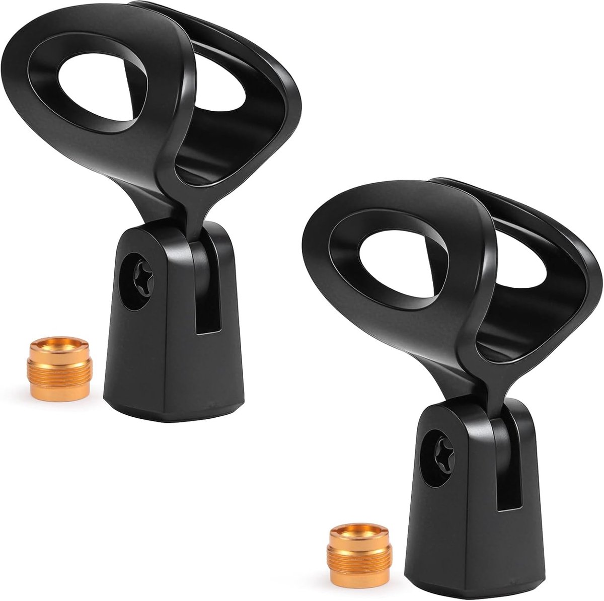 microfoonclip voor standaard, universele microfoonclip voor bedrade handmicrofoons, inclusief schroefadapters 5/8 inch mannelijk naar 3/8 inch vrouwelijk, zwart, 2 stuks