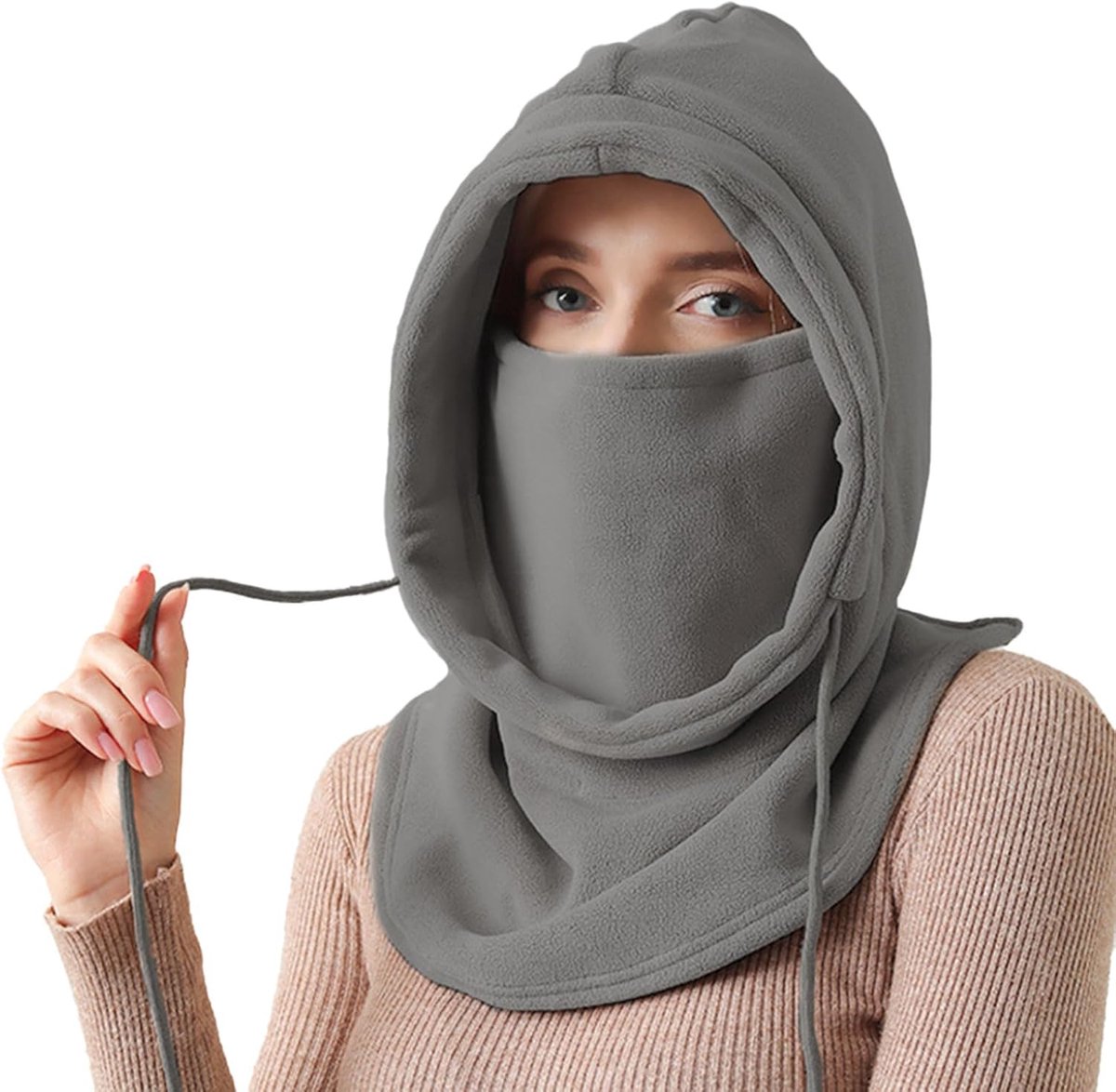 bivakmuts voor dames, winter, warm, verdikt, winddicht, gezichtskap, skimasker, multifunctionele thermo-fleece capuchon, muts met nekwarmer, halswarmer, voor hardlopen, fietsen,