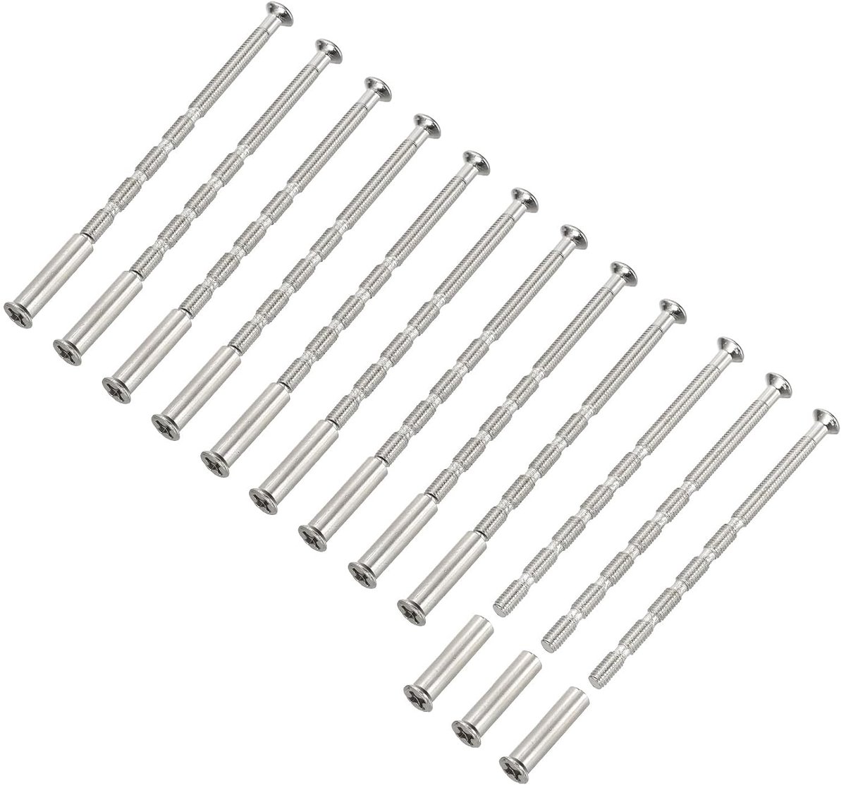 Schroeven voor deurgrepen M3 x 60, 12 sets deelbare schroeven voor deurgrepen met ommanteling M3 x 16 voor ladegrepen en deurknoppen